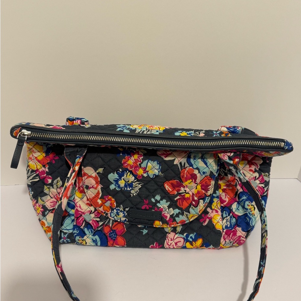 Vera Bradley Carson East West Tote Bag Pretty Posies Zip Shoulder Multicolor - Picture 11 of 11